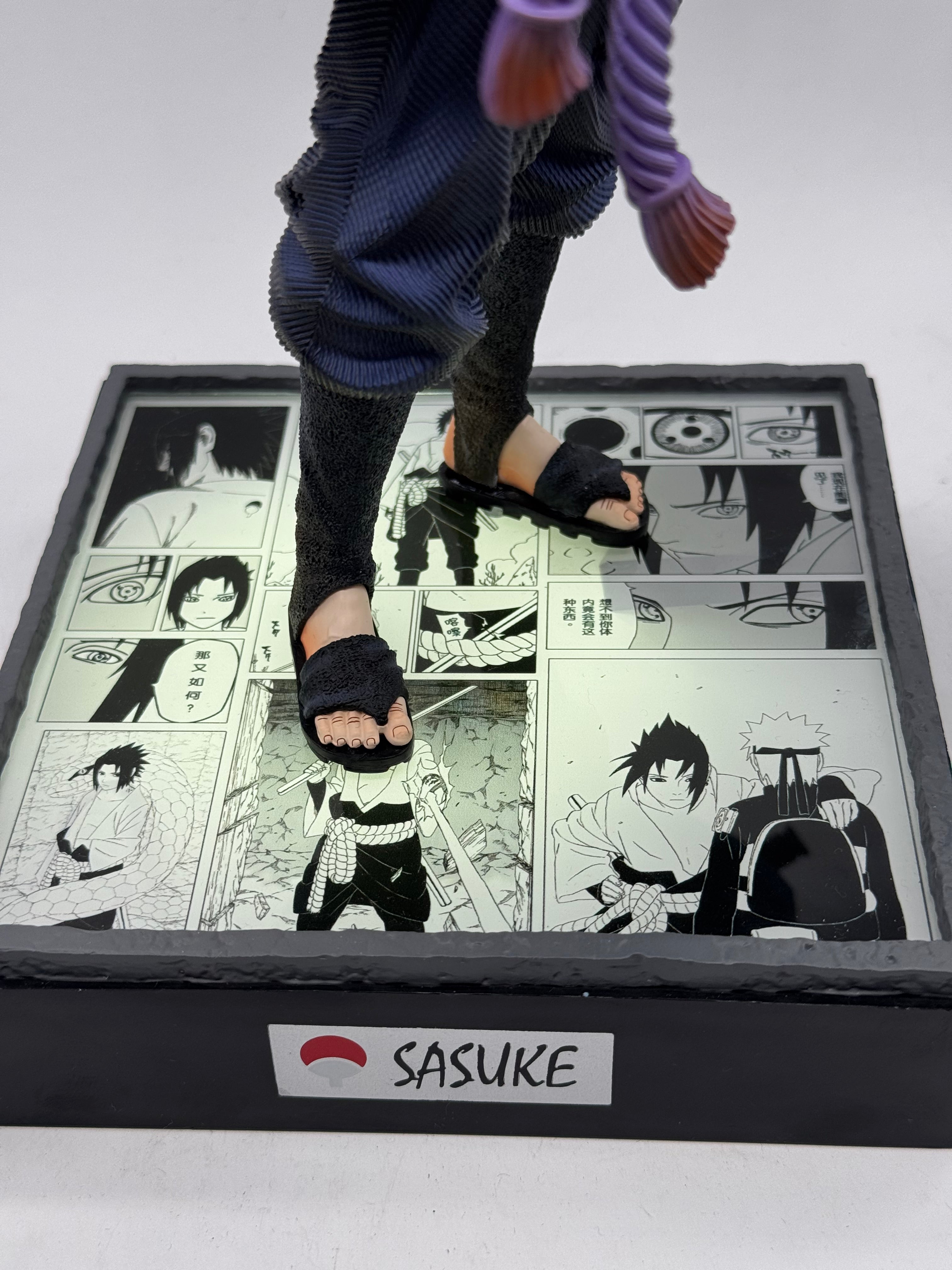 Sasuke Uchiha GK Figure Style 35cm LED CK Studio - Statua Anime in PVC Doppia Testa