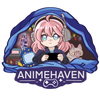 Logo ufficiale AnimeHavenItalia con illustrazione in stile anime di una ragazza con capelli rosa, cuffie e console, sotto una coperta.
