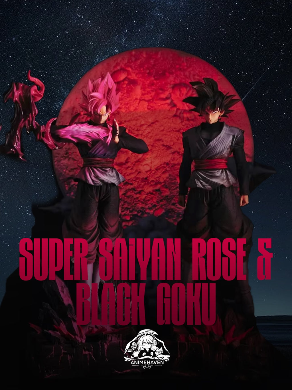 Statua Black Goku & Super Saiyan Rosé Dragon Ball Super - JT Studio GK Figure 38cm