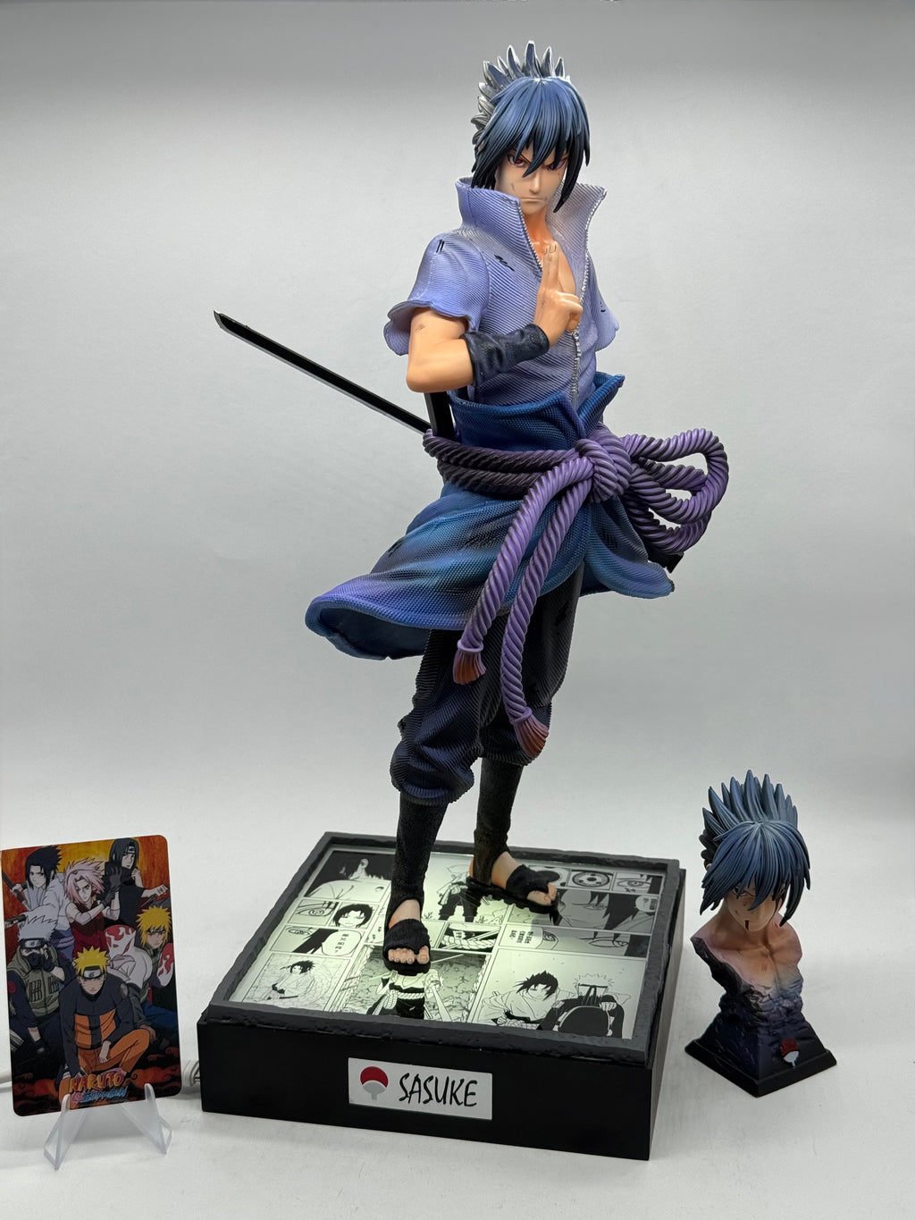 Sasuke Uchiha GK Figure 35cm LED CK Studio - Statua Anime in PVC Doppia Testa