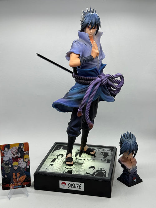 Sasuke Uchiha GK Figure 35cm LED CK Studio - Statua Anime in PVC Doppia Testa
