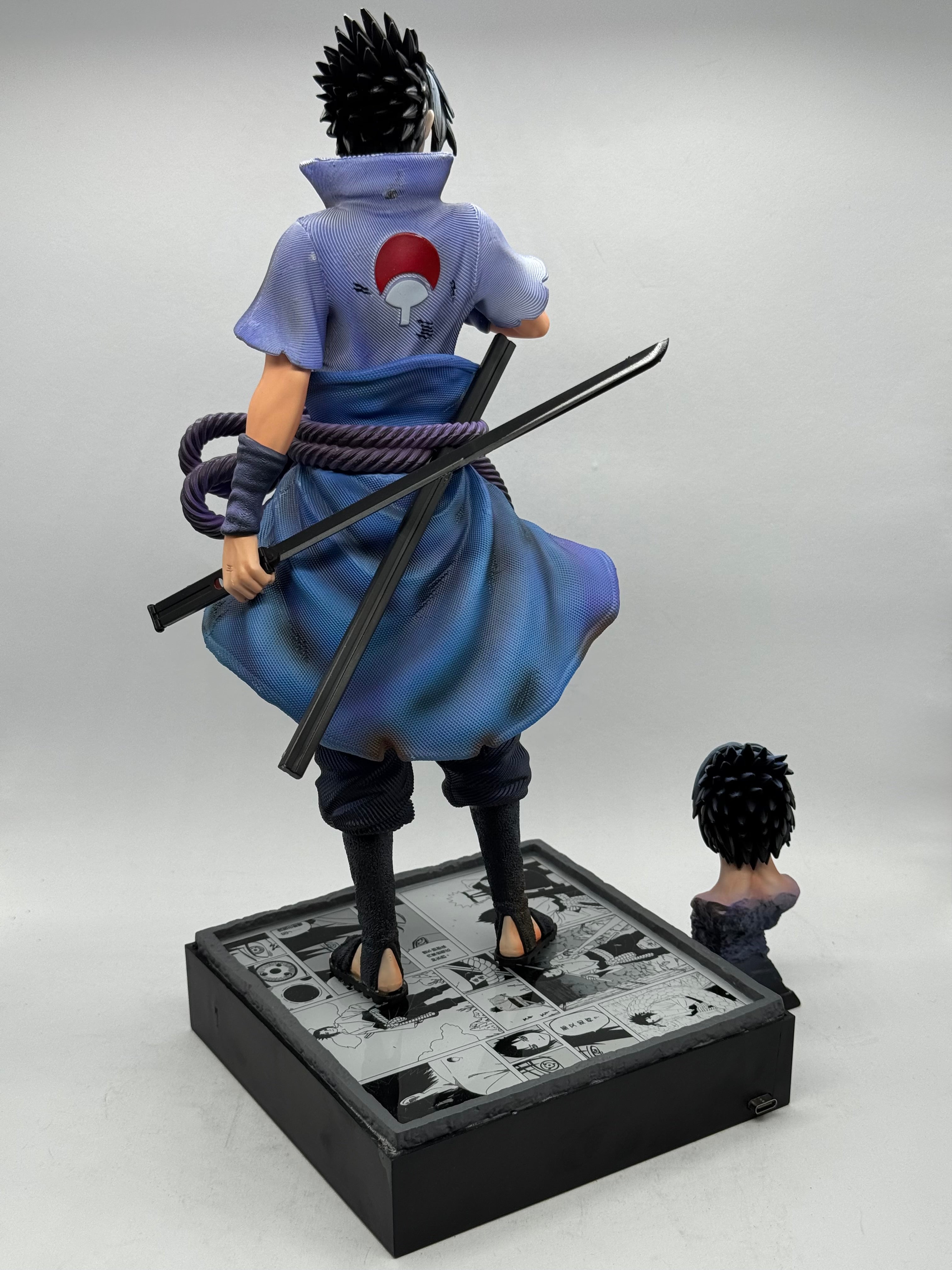 Sasuke Uchiha GK Figure 35cm LED CK Studio - Statua Anime in PVC Doppia Testa